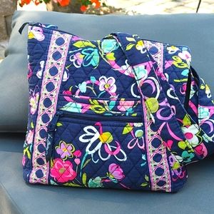 Vera Bradley Hipster in Ribbons blue, multi color crossbody bag in cotton.